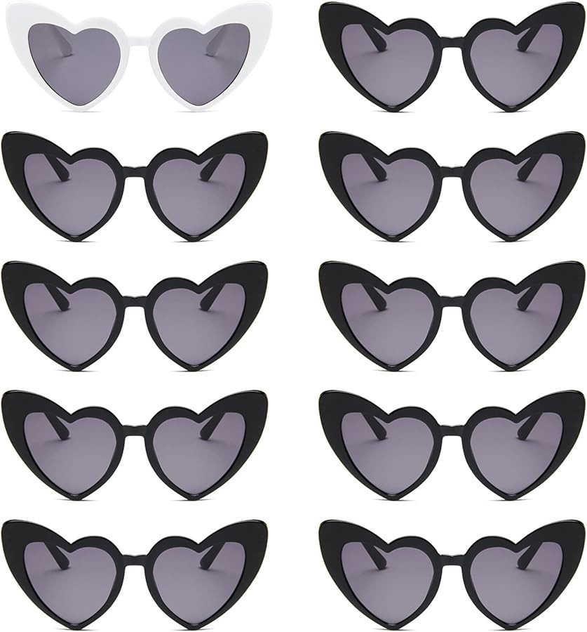 NECARSIN Bachelorette Sunglasses Heart Sunglasses 10 Pairs Heart Shaped Sunglasses for Women Part... | Amazon (US)
