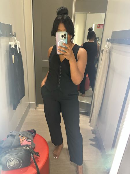 Target fashion finds! Vest and pants from A New Day. Black! Dressy casual! Cropped pants. Cargo dressy casual pants. Office attire. Look if the day 

#LTKxTarget #LTKfindsunder50 #LTKstyletip
