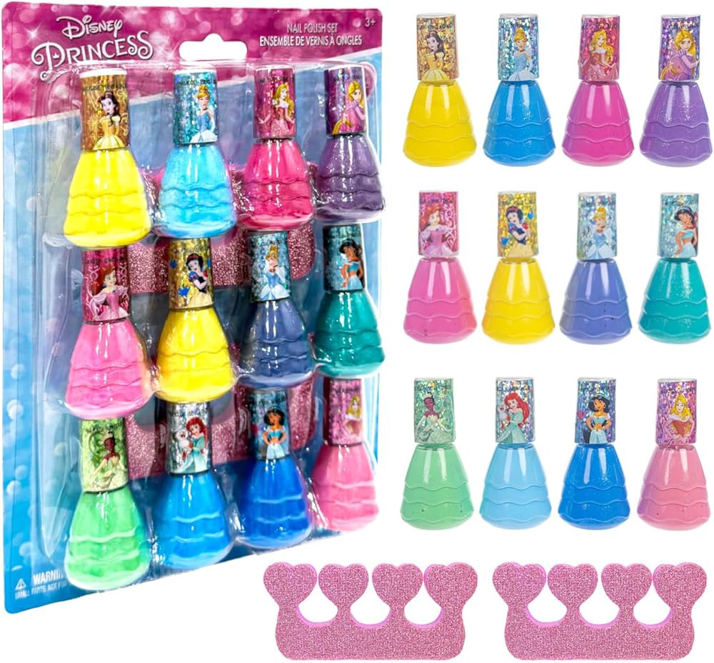Townley Girl Disney Princess Water Based Peel Off Quick Dry Nail Polish with Nail Separators Gift... | Amazon (US)