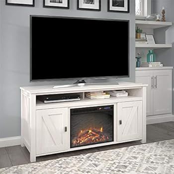 Ameriwood Home 1795884COM Farmington Electric Fireplace Console 60", Ivory Pine TV Stand | Amazon (US)