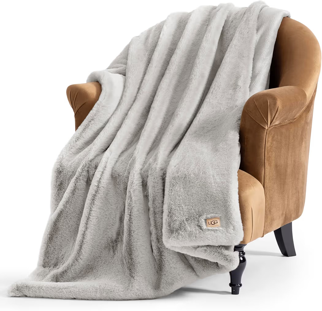 UGG Euphoria Faux Fur Throw Blanket, 50-inch x 70-inch, Seal Light Grey | Amazon (US)