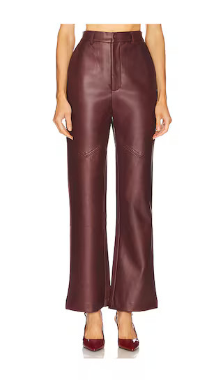 Karson Faux Leather Pant in Burgundy | Revolve Clothing (Global)