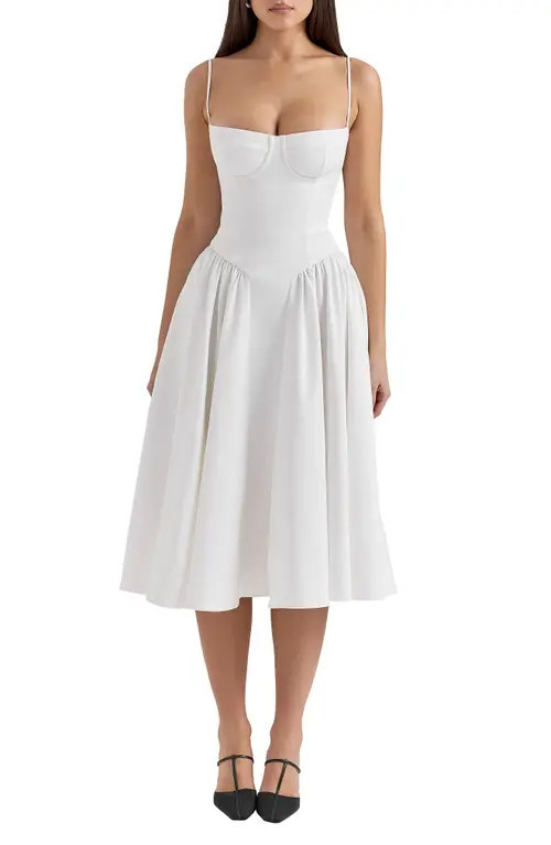 HOUSE OF CB Samaria Corset Fit & Flare Dress in White at Nordstrom, Size Medium A | Nordstrom