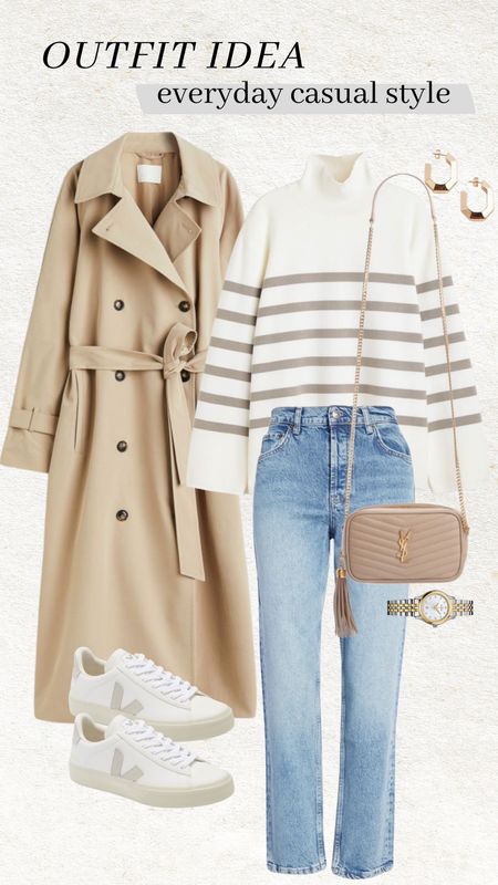 Outfit idea - every day casual style ✨ this trench coat is such a classic, its a new arrival and will go fast!  These jeans are my favorite pair right now, they run TTS. 

Casual style; mom style; casual outfit; striped sweater; H&M; Nordstrom; trench coat; YSL

#LTKworkwear #LTKshoecrush #LTKstyletip