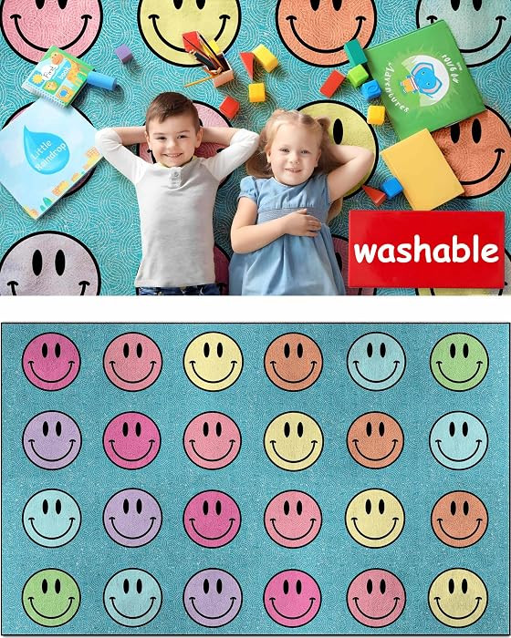 Large Classroom Rug Elementary 8x10 - (Washable) Classroom Rugs for Kids Room - Classroom Carpet ... | Amazon (US)