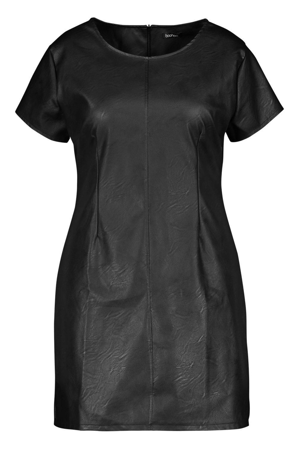 Plus PU Cap Sleeve Shift Dress | Boohoo.com (US & CA)