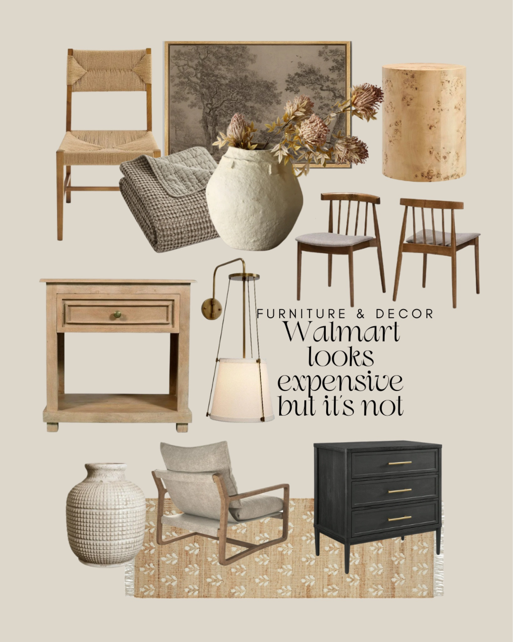 Walmart looks expensive, but it’s not OK. Some of these may be controversial, but this wall sconces looks so high and I can’t believe the price on it, natural nightstand, black nightstand, also this papier-mâché vase is huge, and I found it for half price, woven dining chair, set of dining chairs, solid, wood, dining chair, framed, and ready, art, side table, base, chair, trending, floral rug runner.

#LTKHome #LTKStyleTip #LTKSaleAlert