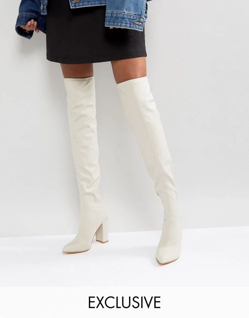 Missguided Pointed Neoprene Over The Knee Heeled Boots | ASOS UK