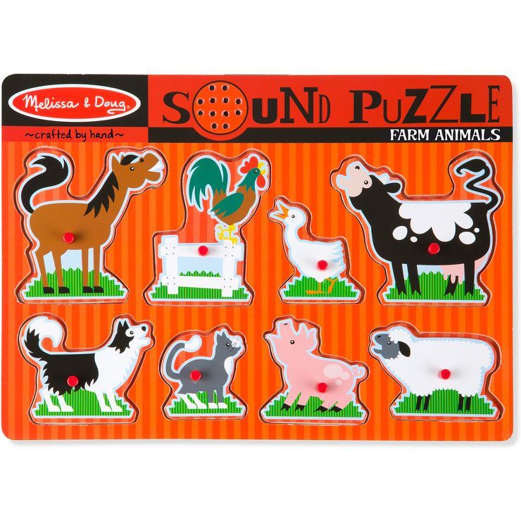 Melissa And Doug Farm Animals Wooden Peg Sound Puzzle 8pc | Target