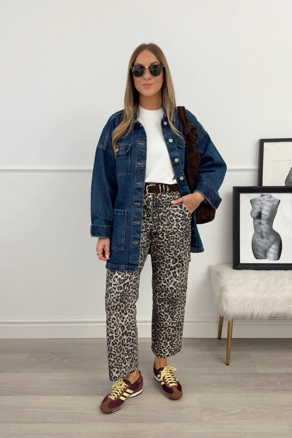 Autumn outfit idea styling leopard print jeans 🤎🍂 use the code STACIE15 for 15% off my jeans and bag 

#LTKsale #FashionMonth #LTKautumn