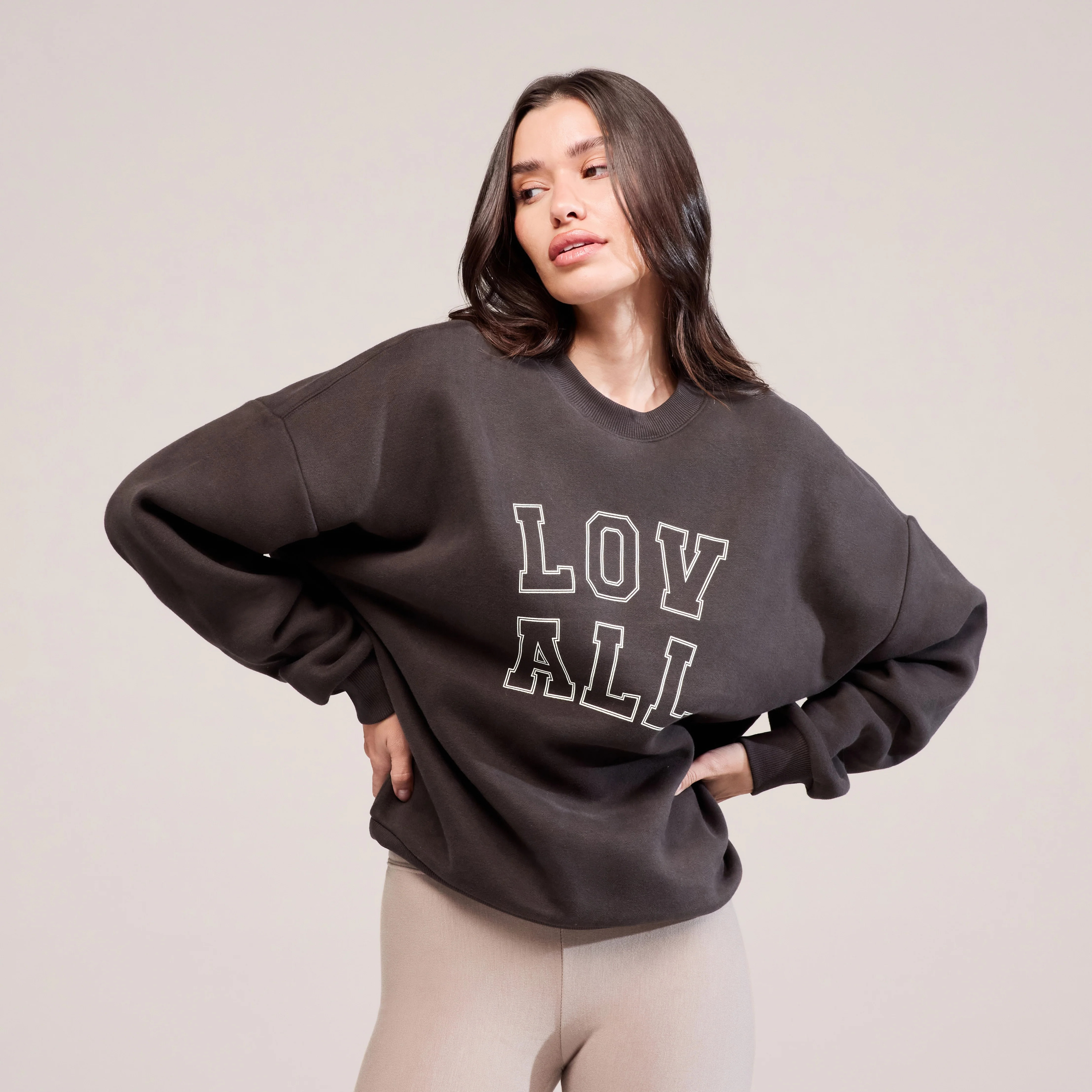 Heavyweight Oversized Sweatshirt Varsity | Black Coffee | LOVALL