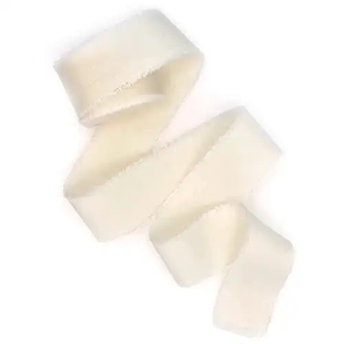 Ivory ribbon 1/2" 1" 2" 3 inch wide 5yd cotton Frayed edges hand dyed for Rustic wedding invitati... | Amazon (US)