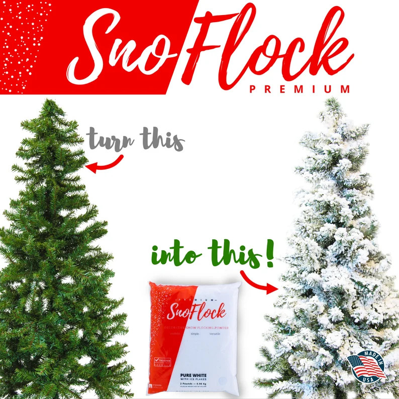 SnoFlock Premium — Genuine Artificial Christmas Tree Snow Flocking Powder with ShimmerSpec | Etsy (US)