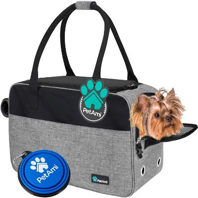 PetAmi Dog Purse Carrier, Airline Approved Soft Sided Pet Carrying Bag Pockets, Ventilated Puppy Cat Travel Carry Tote, Fleece Bed (Heather Grey) | Target