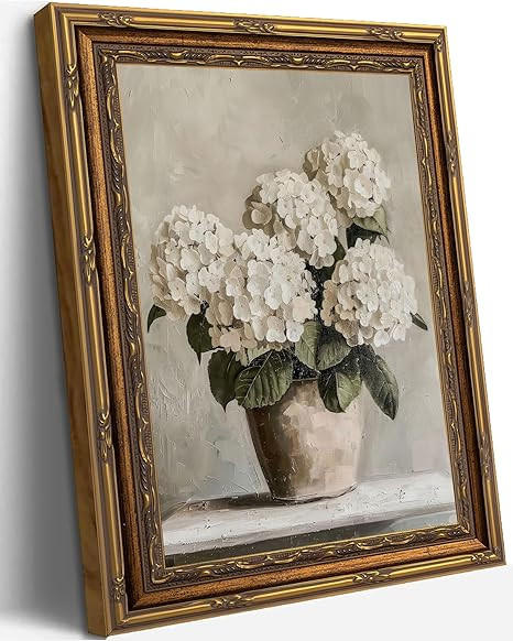 Vintage Gold Framed Wall Art Hydrangea Floral Wall Decor Retro Farmhouse Pictures Floral Posters ... | Amazon (US)