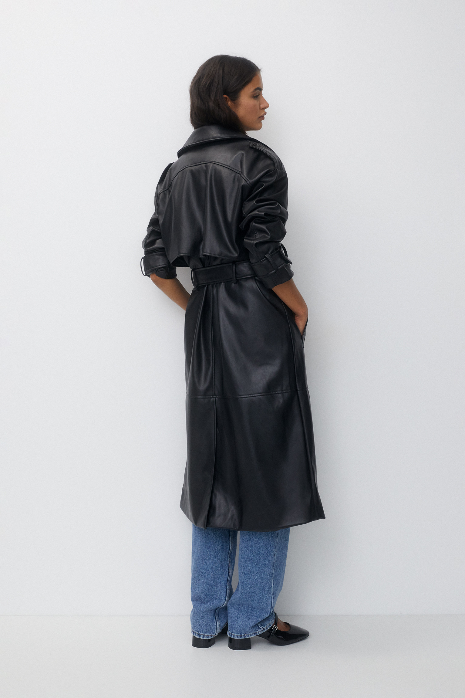 Faux leather trench coat | PULL and BEAR UK