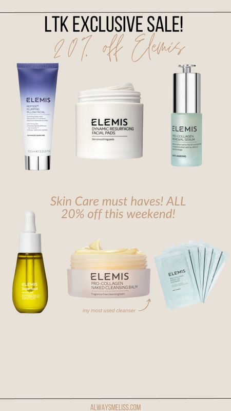 Elemis sale finds! Some of my favorite skin care products. All 20% off this weekend when shopping through the app. 

Skin care
Eye mask
Facial serum 

#LTKbeauty #LTKSale #LTKfindsunder100