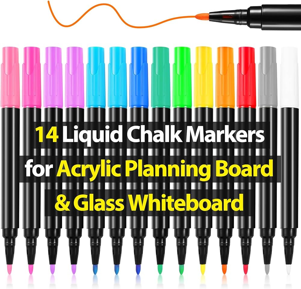Liquid Chalk Markers for Acrylic Calendar Planning Board Clear Glass Dry Erase Board Whiteboard W... | Amazon (US)