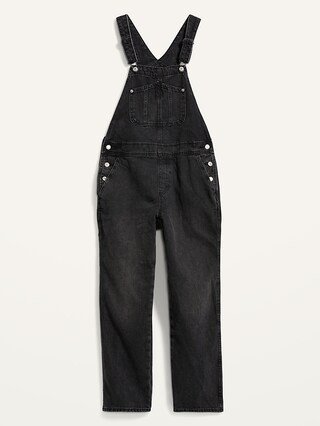 Slouchy Straight Black-Wash Workwear Non-Stretch Jean Overalls for Women | Old Navy (US)