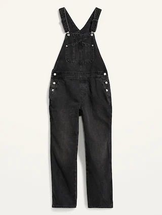 Slouchy Straight Black-Wash Workwear Non-Stretch Jean Overalls for Women | Old Navy (US)