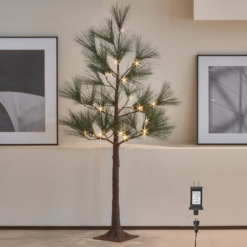 LITBLOOM Lighted Christmas Tree with Timer 4FT 36 Warm White LED Lights, Pine Tree with Lights fo... | Amazon (US)