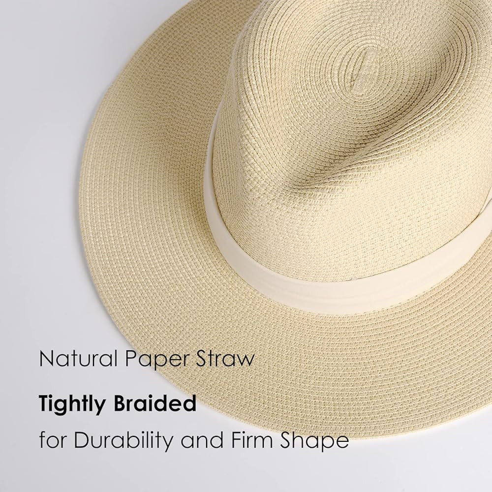 FURTALK Womens Mens Wide Brim Straw Panama Hat Fedora Summer Beach Sun Hats UPF Straw Hat for Wom... | Amazon (US)
