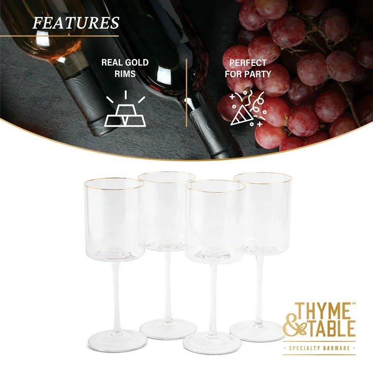 Thyme & Table Wine Glasses, 15 oz, 4 Piece Set | Walmart (US)