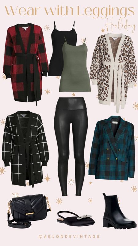 I love styling faux leather leggings for Holiday gatherings! Dress them up or down with any of these blazers or cardigans and make it extra special with a crossbody purse, sparkly mules or chunky Chelsea boots! @walmart @walmartfashion #walmartpartner #walmartfashion

#LTKHoliday #LTKstyletip #LTKGiftGuide
