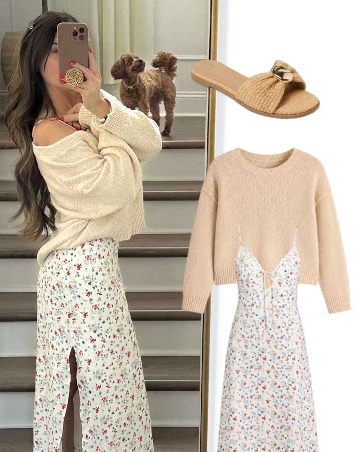 LOVE this sweater!! Size up for an oversized fit. The dress is a small and runs VERY small in the bust area. Size up a half size in the sandals!

#LTKootd #LTKgrwm #LTKU