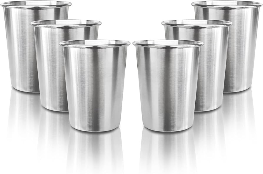 6 Pack 8 oz Stainless Steel Kids Cups, Children's Pint Cups, Stackable Metal Cups, Shatterproof D... | Amazon (US)