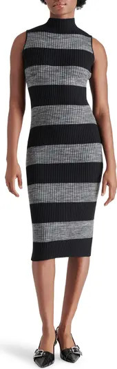 Steve Madden Lynda Stripe Turtleneck Sleeveless Sweater Dress | Nordstrom | Nordstrom