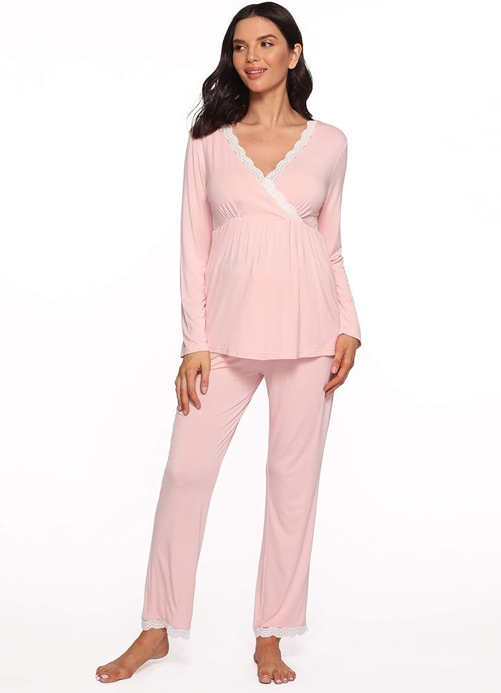 Latuza Women's Maternity Pajama Pants Set Nursing Loungewear | Amazon (US)