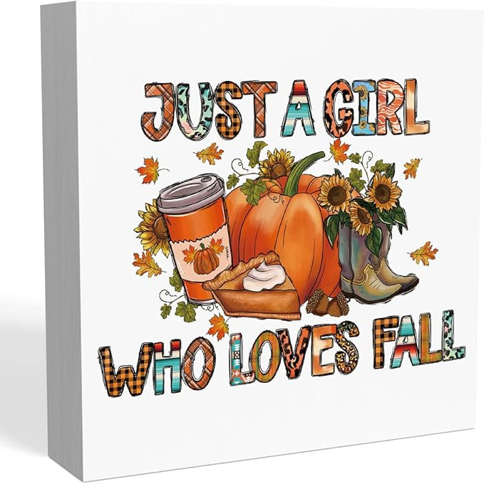 Just a Girl Who Loves Fall Decor Fall Decorations for Home Pumpkin Spice Decor Fall Coffee Bar De... | Amazon (US)