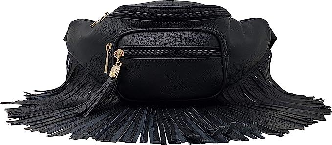 Solene Fringe purse Fanny Pack for women fashion waist packs with Multi Zipper Pockets Enjoy for ... | Amazon (US)