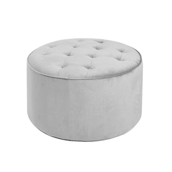 Collette Tufted Large Round Ottoman - Gray | Bed Bath & Beyond