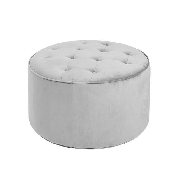Collette Tufted Large Round Ottoman - Gray | Bed Bath & Beyond