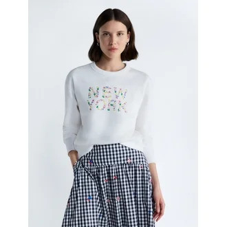 Free Assembly Women's and Women's Plus New York Embroidered Shrunken Sweatshirt, Sizes XS-4X | Walmart (US)