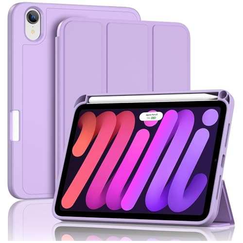 ProCase for iPad mini 7 A17 Pro 2024/iPad Mini 6 2021 8.3 Inch iPad mini 7th/6th Gen Case with Pencil Holder, Trifold Stand Smart Folio with Soft TPU Back Cover for iPad mini 8.3" 7th/6th Gen -Purple | Amazon (US)