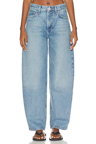 Favorite Daughter The Mercer Mid Rise Easy Barely Barrel Jean in Blue. - size 30 | Revolve Clothing (Global)
