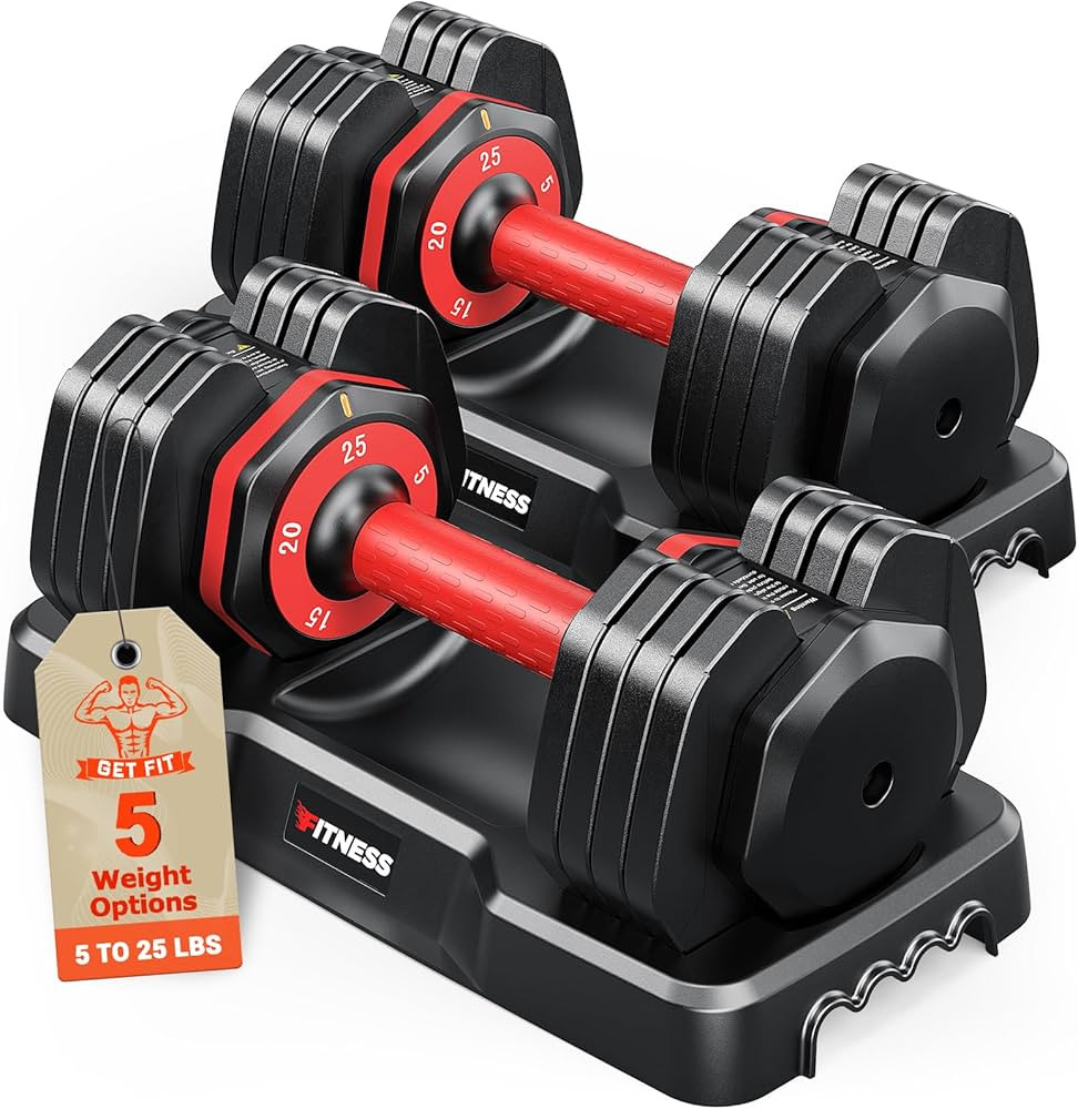 Adjustable Dumbbells Set of 2, 1 Hand Adjustable Weights Dumbbells Set, 5 in 1/10 in 1 Free Dumbb... | Amazon (US)