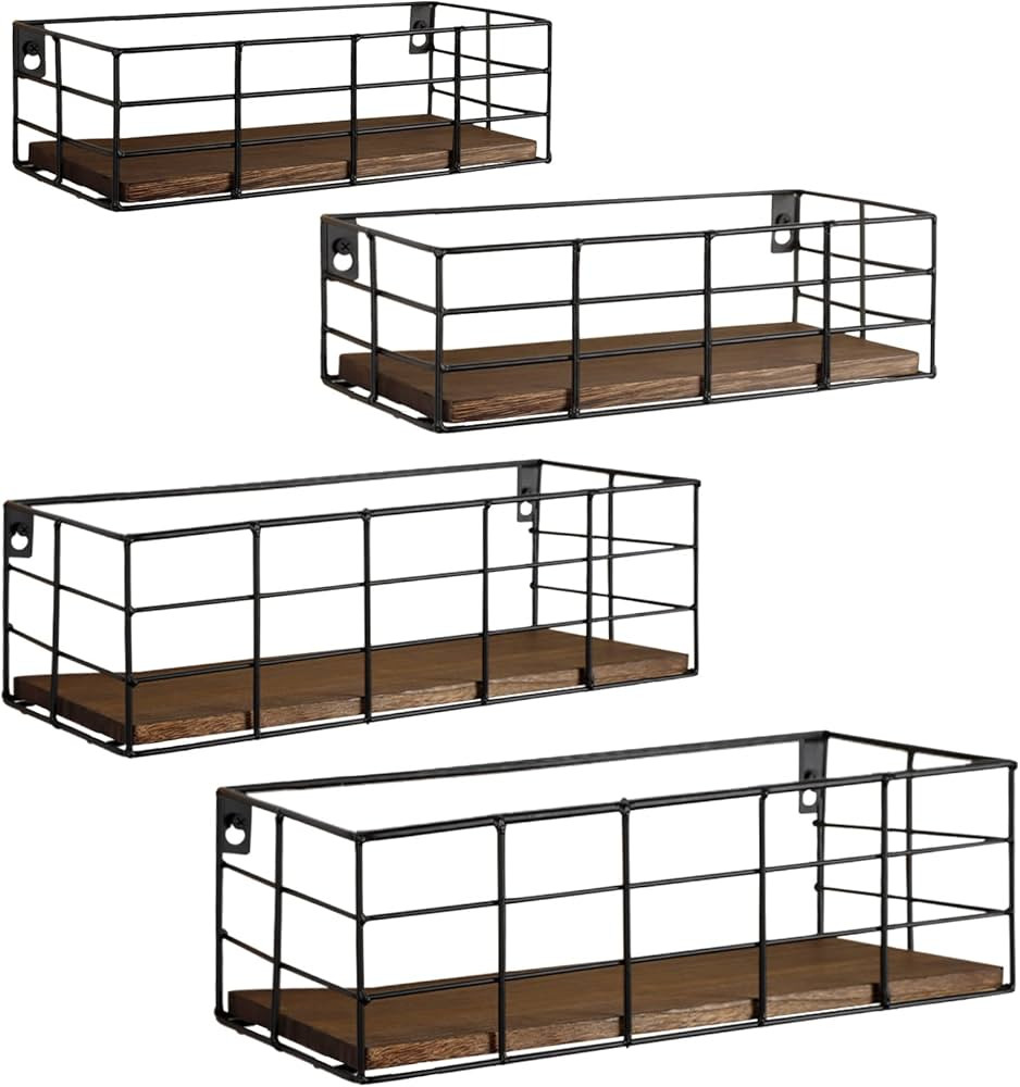 Fixwal Hanging Floating Shelves, 4 Sets of Wall Mounted Shelves for Wall Storage, Hanging Storage... | Amazon (US)