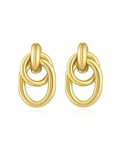 Gold Earrings for Women, Hypoallergenic Knot Chunky Statement Earrings Trendy Gold Jewelry for Women | Amazon (US)