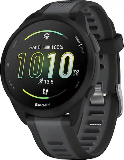 Garmin - Forerunner 165 GPS Smartwatch 43 mm Fiber-Reinforced Polymer - Black/Slate Gray - (2024) | Best Buy U.S.