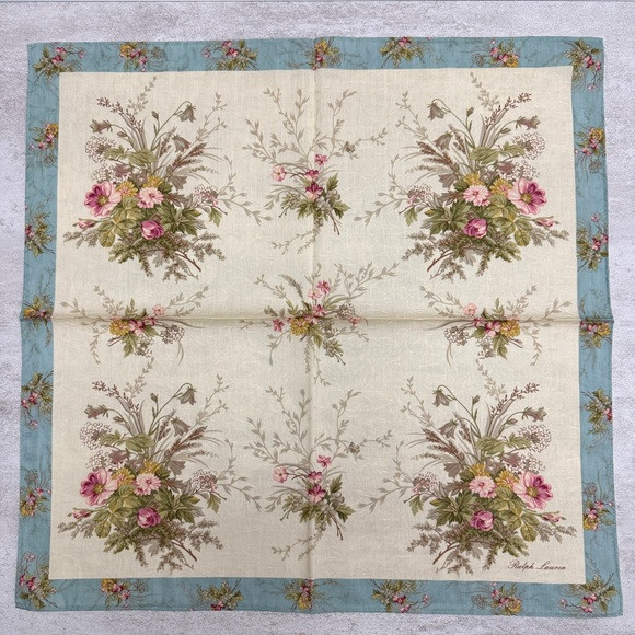 Ralph Lauren Floral Handkerchief in Cream, Blue & Pink cotton | Poshmark