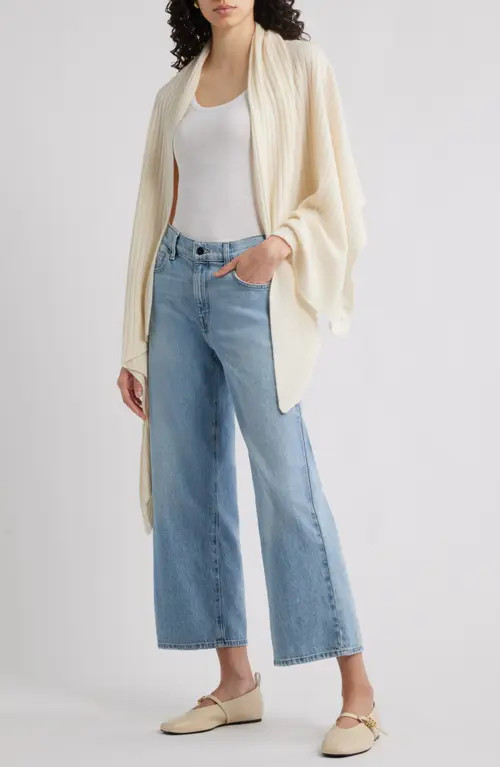 Nordstrom Rib Cashmere Travel Wrap in Ivory Tofu at Nordstrom | Nordstrom