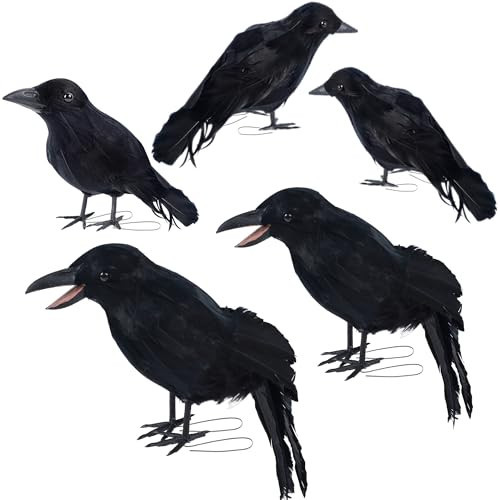 DR.DUDU 5 Pack Halloween Crows Decorations Fake Crow and Ravens | Amazon (US)