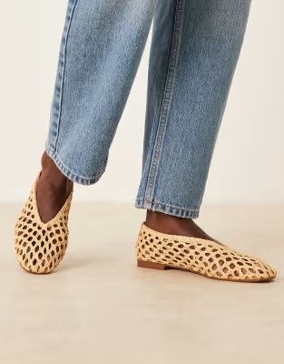 ASOS DESIGN Linus clean ballet flats in natural weave | ASOS (Global)