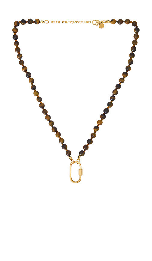 petit moments Beaded Carabiner Necklace in Brown. | Revolve Clothing (Global)