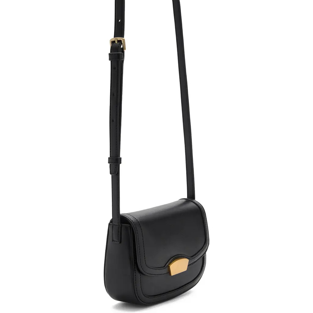 MANGO Faux Leather Flap Crossbody Bag in Black at Nordstrom | Nordstrom