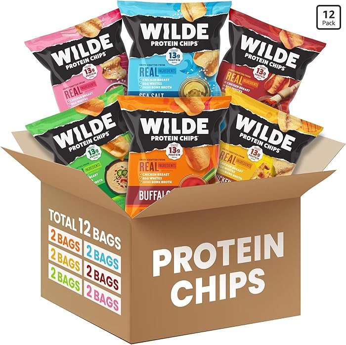 WILDE Protein Chips Variety Pack, High Protein Snacks for Adults, Keto Chips, Gluten Free, Low Ca... | Amazon (US)